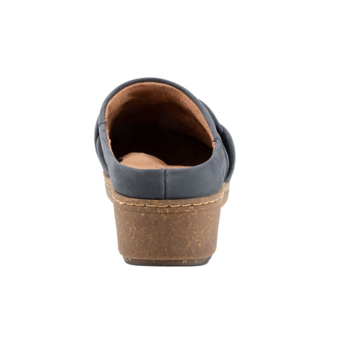 Softwalk Arvada Twist S2353-483 Womens Blue Wide Nubuck Clog Flats Shoes