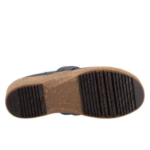 Softwalk Arvada Twist S2353-483 Womens Blue Wide Nubuck Clog Flats Shoes