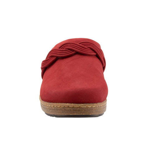 Softwalk Arvada Twist S2353-604 Womens Red Nubuck Slip On Clog Flats Shoes