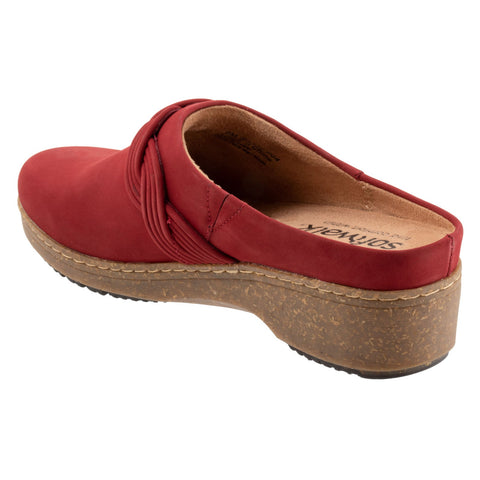 Softwalk Arvada Twist S2353-604 Womens Red Nubuck Slip On Clog Flats Shoes