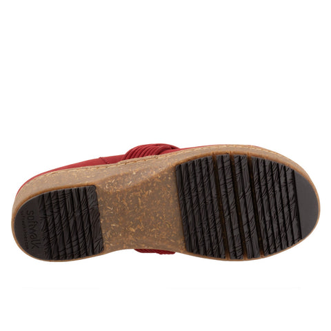 Softwalk Arvada Twist S2353-604 Womens Red Nubuck Slip On Clog Flats Shoes