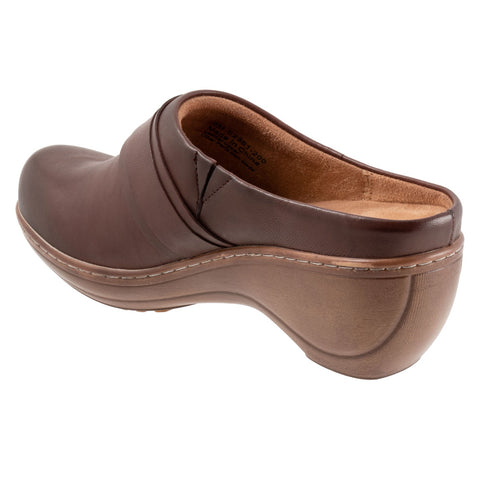 Softwalk Macintyre S2361-200 Womens Brown Narrow Leather Clog Flats Shoes