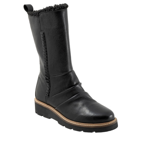 Softwalk Warner S2371-001 Womens Black Wide Leather Casual Dress Boots