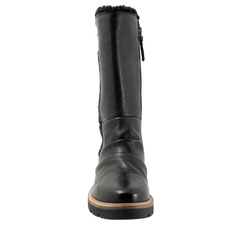 Softwalk Warner S2371-001 Womens Black Wide Leather Casual Dress Boots
