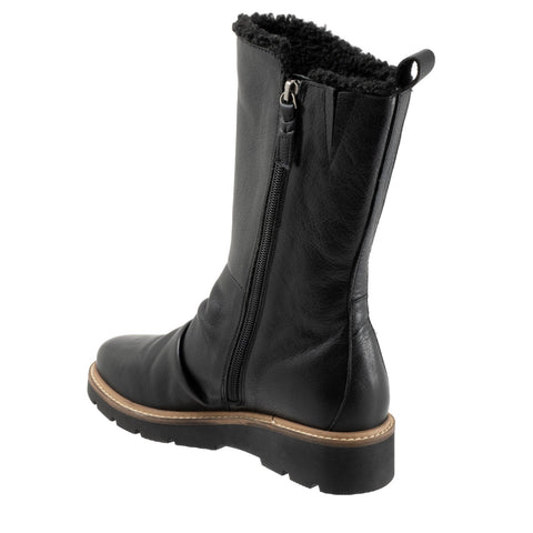 Softwalk Warner S2371-001 Womens Black Wide Leather Casual Dress Boots