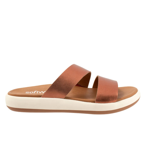 Softwalk Jenna S2408-275 Womens Brown Leather Slip On Slides Sandals Shoes