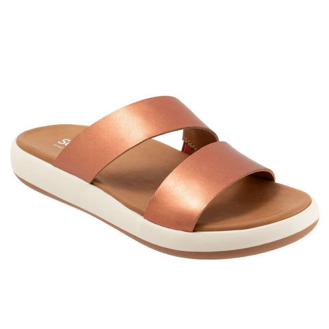 Softwalk Jenna S2408-275 Womens Brown Leather Slip On Slides Sandals Shoes