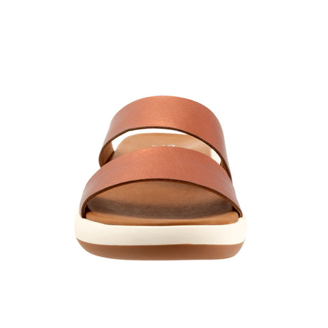 Softwalk Jenna S2408-275 Womens Brown Leather Slip On Slides Sandals Shoes