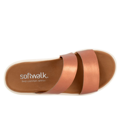 Softwalk Jenna S2408-275 Womens Brown Wide Leather Slides Sandals Shoes