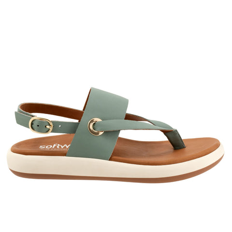 Softwalk Joliet S2409-312 Womens Green Leather Strap Sandals Shoes