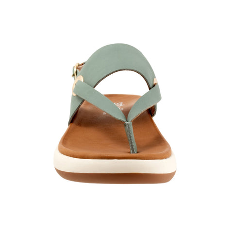 Softwalk Joliet S2409-312 Womens Green Wide Leather Strap Sandals Shoes