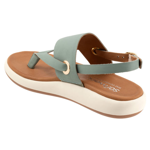 Softwalk Joliet S2409-312 Womens Green Wide Leather Strap Sandals Shoes