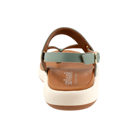 Softwalk Joliet S2409-312 Womens Green Wide Leather Strap Sandals Shoes