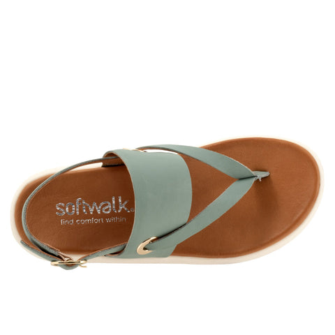 Softwalk Joliet S2409-312 Womens Green Wide Leather Strap Sandals Shoes