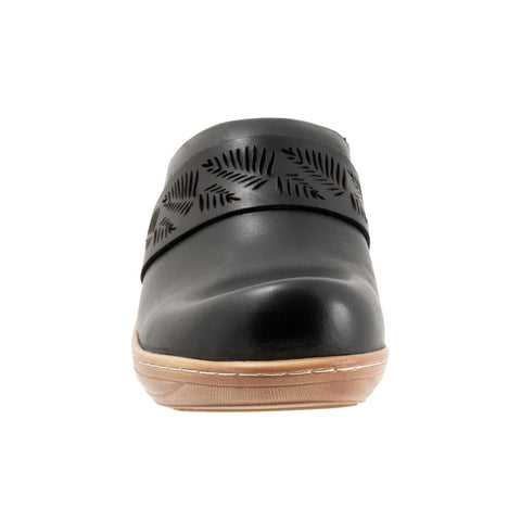 Softwalk Melita S2412-001 Womens Black Leather Slip On Clog Flats Shoes