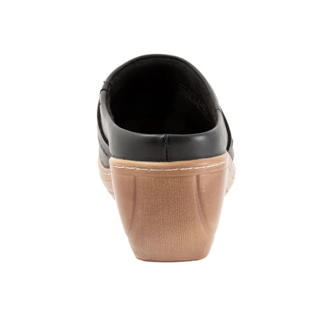 Softwalk Melita S2412-001 Womens Black Leather Slip On Clog Flats Shoes