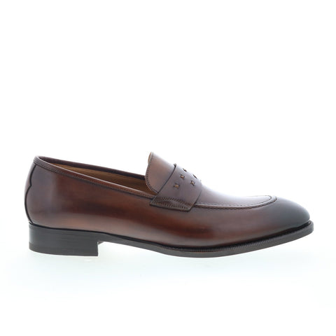 Di Bianco SB226 Mens Brown Leather Slip On Loafers & Slip Ons Penny Shoes