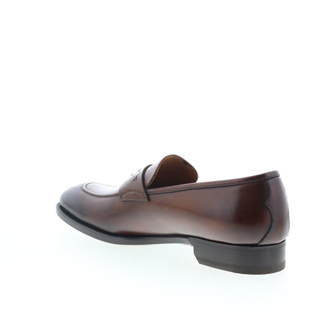 Di Bianco SB226 Mens Brown Leather Slip On Loafers & Slip Ons Penny Shoes
