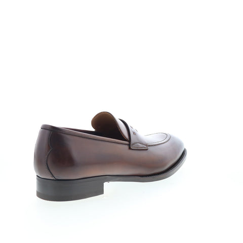 Di Bianco SB226 Mens Brown Leather Slip On Loafers & Slip Ons Penny Shoes