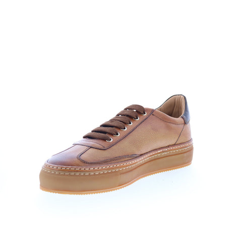 Di Bianco SB300 Mens Brown Leather Lace Up Lifestyle Sneakers Shoes
