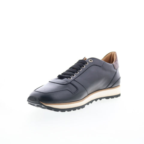 Di Bianco SB308 Mens Black Leather Lace Up Lifestyle Sneakers Shoes