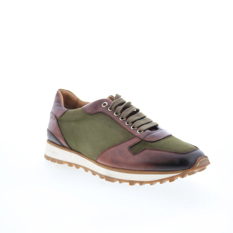 Di Bianco SB308 Mens Green Leather Lace Up Lifestyle Sneakers Shoes