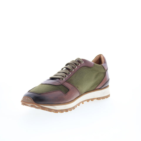Di Bianco SB308 Mens Green Leather Lace Up Lifestyle Sneakers Shoes