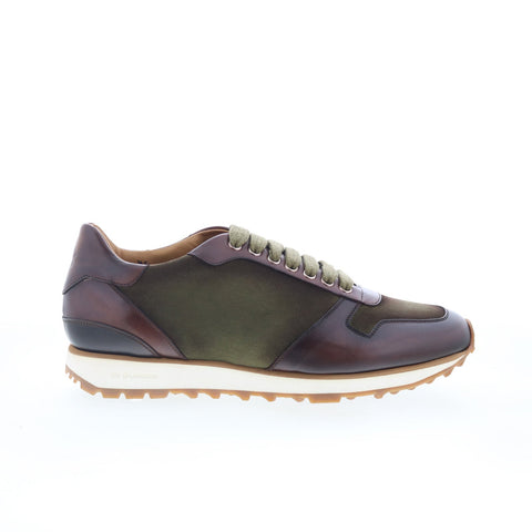 Di Bianco SB308 Mens Green Leather Lace Up Lifestyle Sneakers Shoes