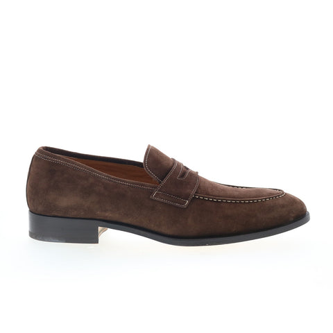 Di Bianco SB405 Mens Brown Suede Slip On Loafers & Slip Ons Penny Shoes