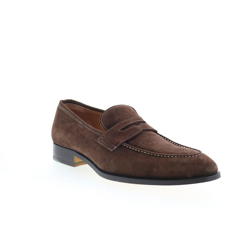 Di Bianco SB405 Mens Brown Suede Slip On Loafers & Slip Ons Penny Shoes