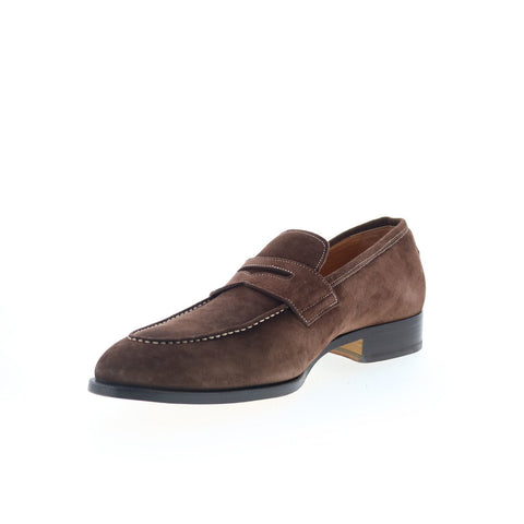 Di Bianco SB405 Mens Brown Suede Slip On Loafers & Slip Ons Penny Shoes