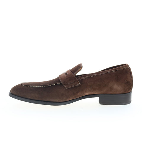 Di Bianco SB405 Mens Brown Suede Slip On Loafers & Slip Ons Penny Shoes