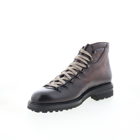 Di Bianco SB621 Mens Brown Leather Lace Up Casual Dress Boots