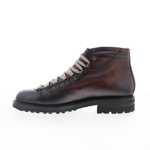 Di Bianco SB621 Mens Brown Leather Lace Up Casual Dress Boots