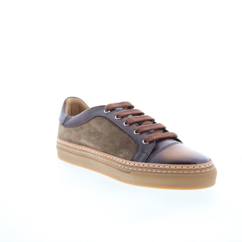 Di Bianco SB646 Mens Brown Leather Lace Up Lifestyle Sneakers Shoes