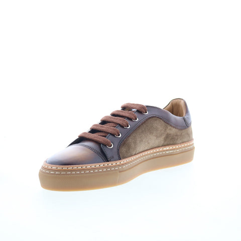 Di Bianco SB646 Mens Brown Leather Lace Up Lifestyle Sneakers Shoes