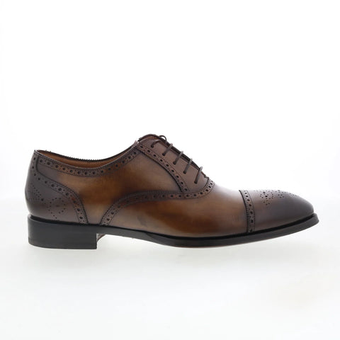 Di Bianco SB893 Mens Brown Leather Lace Up Oxfords & Lace Ups Cap Toe Shoes