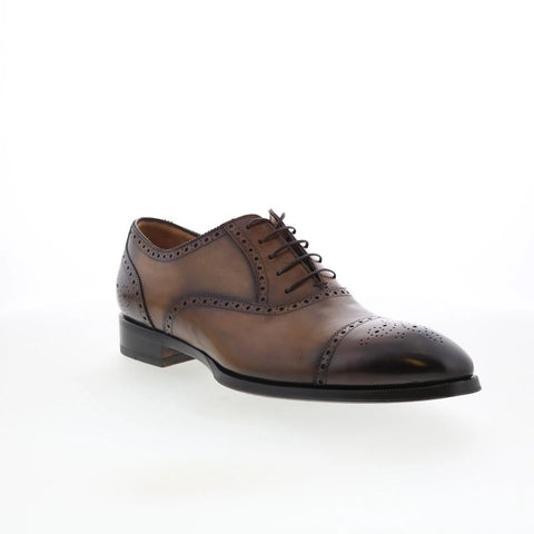 Di Bianco SB893 Mens Brown Leather Lace Up Oxfords & Lace Ups Cap Toe Shoes