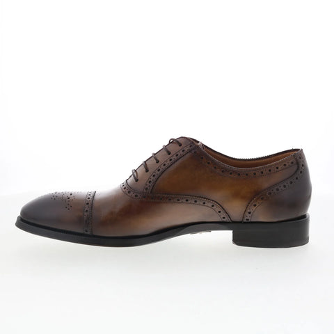Di Bianco SB893 Mens Brown Leather Lace Up Oxfords & Lace Ups Cap Toe Shoes