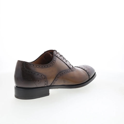 Di Bianco SB893 Mens Brown Leather Lace Up Oxfords & Lace Ups Cap Toe Shoes