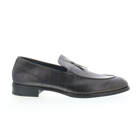 Di Bianco SB931 Mens Black Leather Slip On Loafers & Slip Ons Casual Shoes