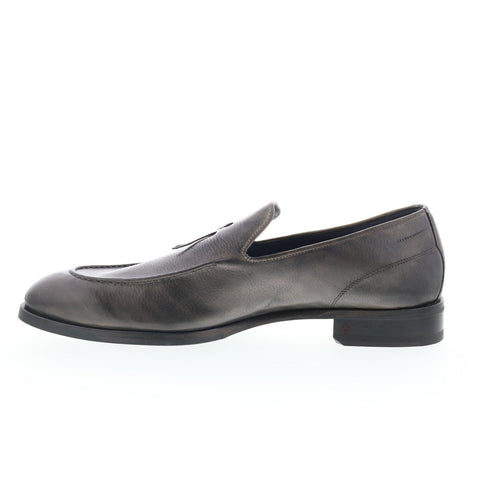 Di Bianco SB931 Mens Black Leather Slip On Loafers & Slip Ons Casual Shoes
