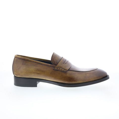 Di Bianco SBP868 Mens Brown Leather Slip On Loafers & Slip Ons Casual Shoes