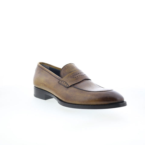Di Bianco SBP868 Mens Brown Leather Slip On Loafers & Slip Ons Casual Shoes