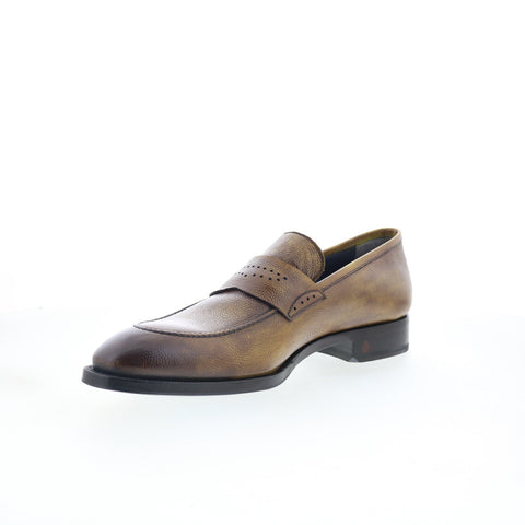 Di Bianco SBP868 Mens Brown Leather Slip On Loafers & Slip Ons Casual Shoes