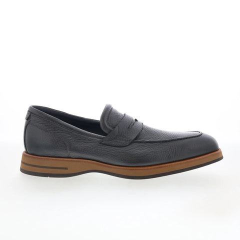 Di Bianco SBP889 Mens Black Leather Slip On Loafers & Slip Ons Penny Shoes