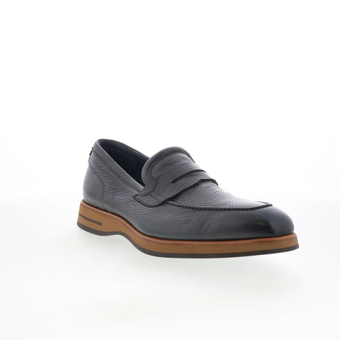 Di Bianco SBP889 Mens Black Leather Slip On Loafers & Slip Ons Penny Shoes