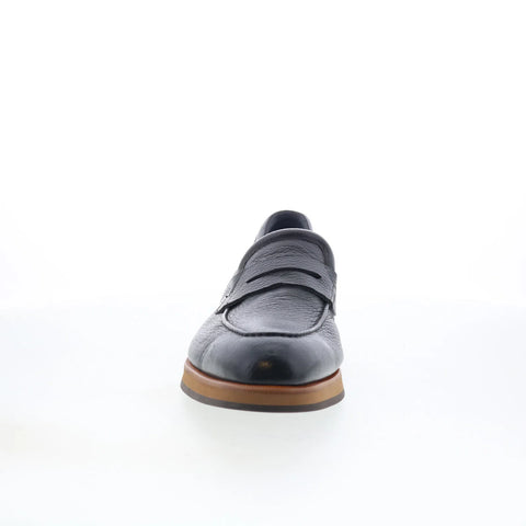 Di Bianco SBP889 Mens Black Leather Slip On Loafers & Slip Ons Penny Shoes