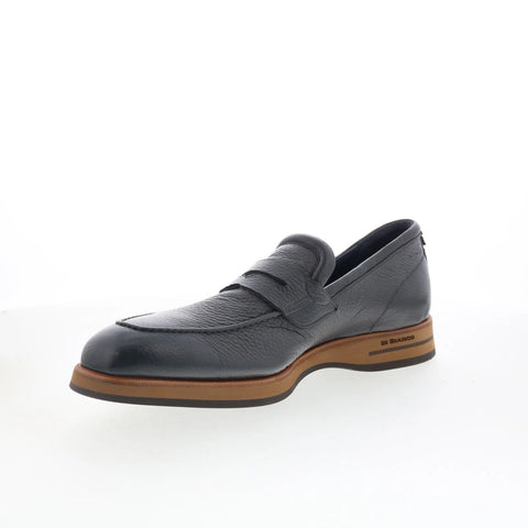 Di Bianco SBP889 Mens Black Leather Slip On Loafers & Slip Ons Penny Shoes