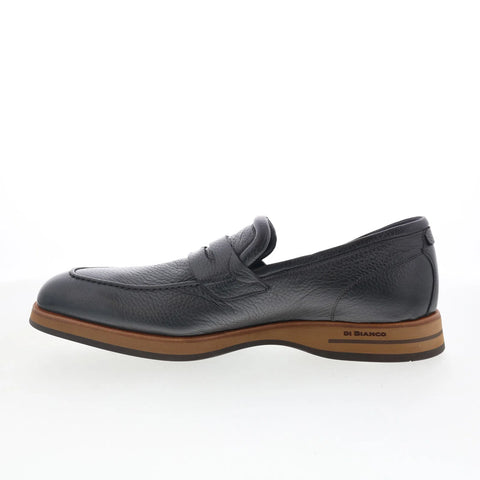 Di Bianco SBP889 Mens Black Leather Slip On Loafers & Slip Ons Penny Shoes